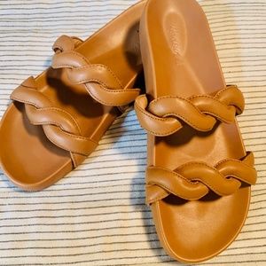 Madewell Tan Leather Braided Sandals 9